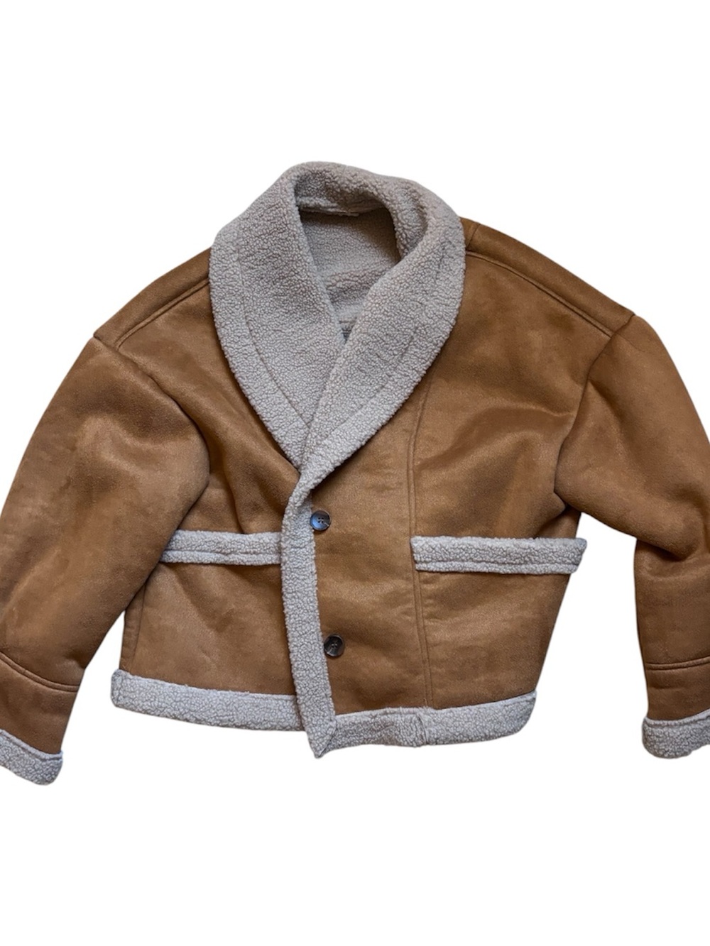 Tan Shearling-Lined Jacket (Unbranded)